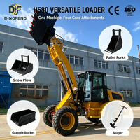 Dingfeng Mini Wheel Loader 4x4 Mesin Diesel Loader Industri Tugas Berat Ketinggian Angkat Tinggi Sistem Quick Hitch Bucket 0.4-0.6m