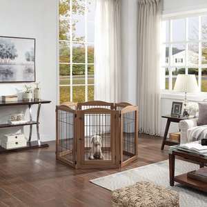 Unipaws Extra Wide 6-Panel Foldable <strong>Wooden</strong> Safe Pet <strong>Gate</strong> 5 Support Feet Indoor/Outdoor Freestanding Playpen <strong>Stairs</strong> Barrier for - Product Image 3
