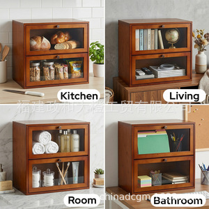 Boîte à pain en bambou double couche Xinsheng avec panneau transparent, grande capacité, pour la cuisine - Product Image 3