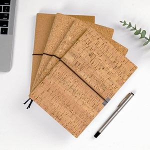 Agenda Semanal con Páginas Rayadas, Cubierta de Corcho, Correa de Cuero y Madera, Tapa Dura, Cuaderno A5 - Product Image 2