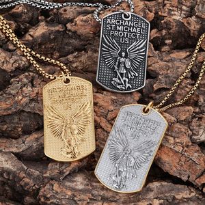 Colgantes Vintage de Acero Inoxidable Chapados en Oro de 18K con Diseño de Arcángel Miguel, Colgantes de Marca <span class=keywords><strong>Militar</strong></span> - Product Image 2