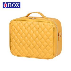 Sac à cosmétiques professionnel pour femmes <span class=keywords><strong>OBOX</strong></span>, nouveau style 2025, miroir, lumière, surface en treillis de diamant, fermeture éclair, PU respirant, imperméable - Product Image 3