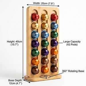 Carrusel Giratorio de Bambú para Cápsulas de Café, con Capacidad para 42 Cápsulas, Soporte Vertical para Almacenamiento de Cápsulas <span class=keywords><strong>Nespresso</strong></span> - Product Image 3
