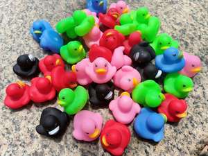Elarve Multicolored Mini Multicolor Rubber Squeeze Toys Baby <b>Bath</b> Ducky Bathtub Pool Squeaky Little Duck Shower/Party - Product Image 2