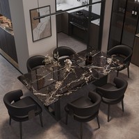 Table à manger carrée en marbre bleu jade de luxe avec chaise de rangement, design italien minimaliste moderne, mobilier pour la maison, utilisation en restaurant