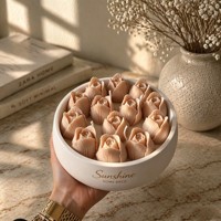 Lilin Dekoratif Bunga Tulip Mekar dalam Mangkuk Besar Custom, Lilin Kedelai Berlapis Emas dengan Buket Bunga untuk Dekorasi Rumah, Hadiah Mewah dan Elegan