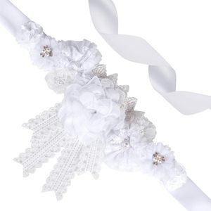 Ceinture de maternité bohème en dentelle blanche pour baby shower, thème floral, ceinture de ventre pour future maman, <span class=keywords><strong>décorations</strong></span> de fête - Product Image 1
