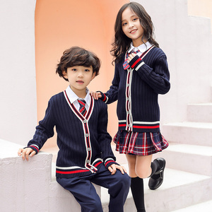 International Maternelle École <span class=keywords><strong>Cardigan</strong></span> Bleu Noir Manteau Enfants Uniforme 100% Coton Marine École Cardigans - Product Image 6