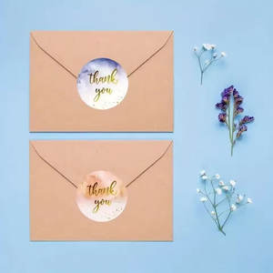 Etiquetas Adhesivas Circulares de Agradecimiento Personalizadas al por Mayor, Impermeables y Coloridas, Rollo de Etiquetas de Papel con Fondo Rosa para Regalos - Product Image 2