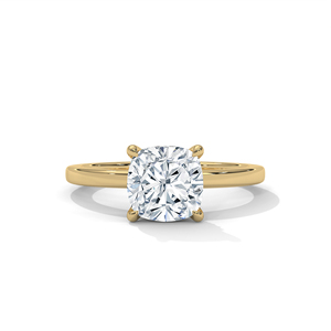 แหวนแต่งงาน/หมั้นสไตล์วินเทจ ดีไซน์วินเทจ ทองคำ 10k, 14k สีเหลือง ประดับเพชรทรงคุชชั่นจากแล็บ พร้อมเพชรเม็ดเล็กๆ รอบวง - Product Image 1