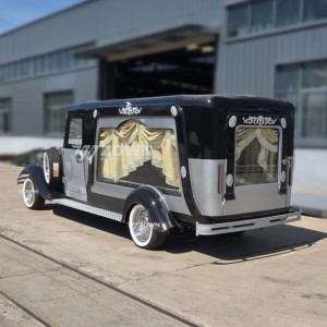 Cercueil électrique classique antique, limousine vintage avec roues à parois blanches pour cérémonie funéraire - Product Image 3