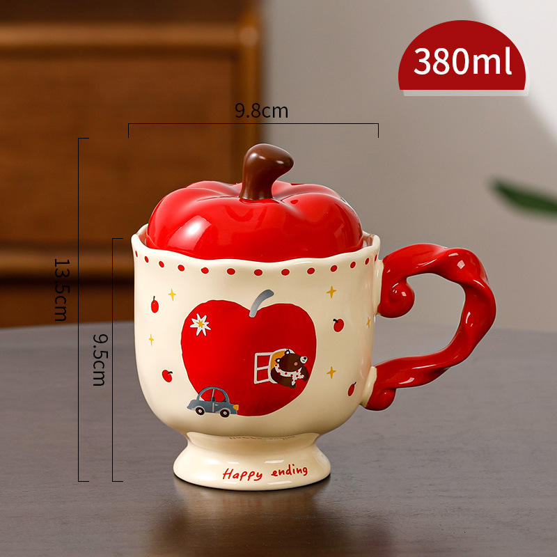 [ฝา] แก้วก้านทรงแอปเปิ้ล - สีแดง