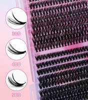 Kit de cils synthétiques semi-faits à la main en segments de 9-12 mm, personnalisable, pour commande en gros, avec boîte DIY, marque privée, hybride léger