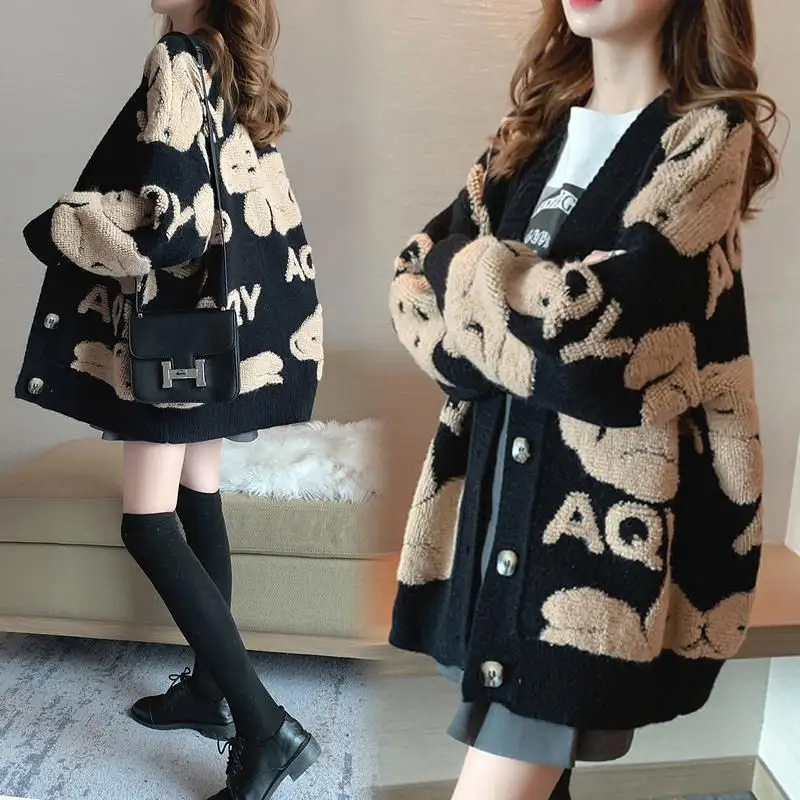 2022 fashion fall autumn winter long women knitted button sweater ladies cardigan women's sweaters