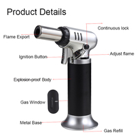 Torche à souder multifonction rechargeable GF-907A, torche à flamme réglable au butane avec fenêtre de niveau de carburant visible