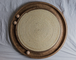 In legno rustico gatto giradischi Scratcher con palla interattiva giocattolo mobili per <span class=keywords><strong>gatti</strong></span> per animali domestici gioco del pavimento - Product Image 3