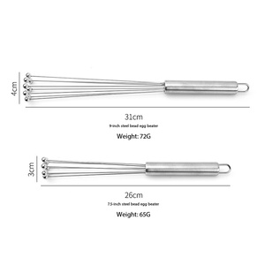 Batidor de Huevos de Acero Inoxidable con Bola de Acero, Dispositivo para Batir Crema, Batidor de Huevos de Acero Inoxidable con Bola de Vidrio de 8 Líneas - Product Image 2