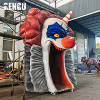 Tunnel géant en fibre de verre en forme de tête de clown, sculpture d'entrée effrayante à traverser, décoration d'Halloween pour parc à thème