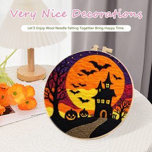 Para CHENISTORY Halloween DIY aguja de lana fieltro paisaje bordado Kit <span class=keywords><strong>pintura</strong></span> hecha a mano <span class=keywords><strong>con</strong></span> soporte de lienzo - Product Image 5