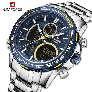 NAVIFORCE Fashion Men Watch Sport Watch for Men Chronograph Quartz Wristwatch Waterproof Steel Band <b>Clock</b> - Product Image 1