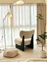 Modernes Nordisches Quadratisches Boule-Samtsofa ohne Armlehnen mit Holzbeinen in Beige, Schwammgefüllt für Wohnzimmer, Apartment, Schlafzimmer, Hotel, Villa
