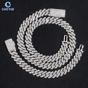 2rows Moissanite Classical 15mm Cuban Link <b>Chain</b> Necklace Rhodium Plated 925 Silver Hiphop <b>Iced</b> <b>Out</b> Jewelry GRA Certified - Product Image 6