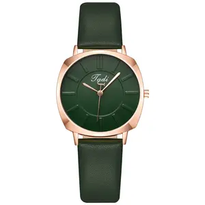 WJ-9751 Новый дизайн Мода для девочек оптовая продажа, различные цвета, красивые женские черные часы с кожаным ремешком