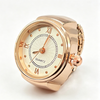 Jam Tangan Cincin Vintage Punk Y2K dengan Dial Angka Romawi, Tali Elastis Stainless Steel, Quartz, Lapisan Emas, Rose Gold, dan Perak