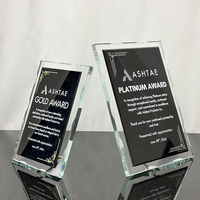 Plaque de certificat en cristal noir avec support en métal argenté MH-LJ0239