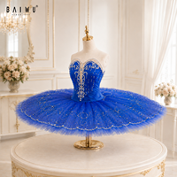 Tutu de ballet classique bleu royal personnalisé Baiwu avec strass pour spectacle sur scène