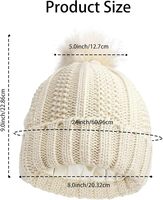 Cappello Beanie Vintage Caldo Lavorato a Maglia con Risvolto a Costine, Patch in Finta Pelle Jacquard Personalizzato con Pompon, Ideale per Escursioni e Uso Casual