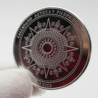 Pièce de monnaie plaquée Calendrier Maya, Souvenir Mayan Aztèque, Épingle de collection, Pièces de monnaie souvenirs Maya du Mexique, Cadeau couleur argent, Collection vintage