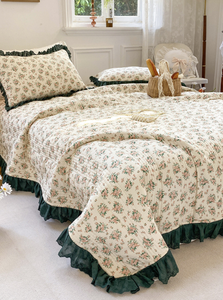 Colcha de algodón de fabricante, funda de cama, diseño de colcha, Sábana de encaje recortada con volantes, colcha acolchada - Product Image 5