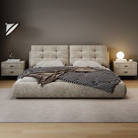 Lit double moderne et simple en velours Neille avec tiroirs de rangement pour chambre à coucher en tissu de style italien
