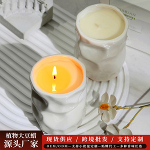 Ceramic Scented Candle White Cylinder Home Decoration Smokeless Soy Wax Single Wick - Product Image 4