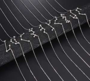 Collier tendance de style zodiaque en acier inoxydable pour femmes, chaîne en strass, avec symbole astrologie, zodiaque, breloque, en or, nouvelle collection 2020 - Product Image 3