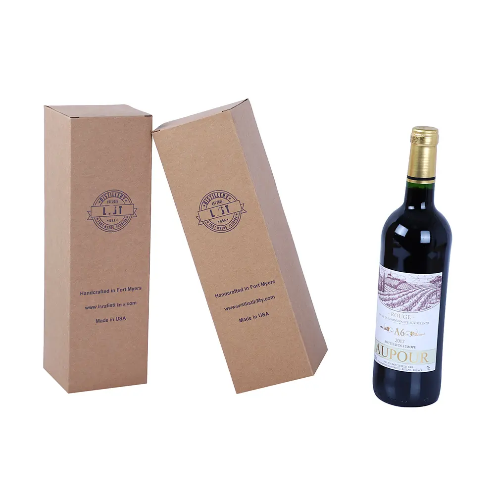 Scatola di vino all'ingrosso cinese a basso prezzo confezione di carta Kraft regalo rosso di vino di lusso personalizzato