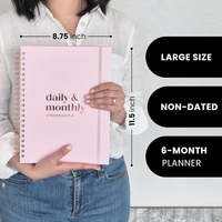 Agenda Prolead 2024 con Impresión de Logotipo Personalizado, Papel Ecológico, Tapa Dura Espiral A5, con Detalles en Dorado Rosa, Planificador Mensual y Semanal