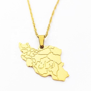 Collier <span class=keywords><strong>Carte</strong></span> de l'Iran en Acier Inoxydable, Bijoux Personnalisés, Bijoux en Or 18 carats, Collier <span class=keywords><strong>Carte</strong></span> de l'Iran Gravée, Joyeria De Acero - Product Image 2