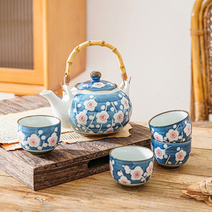 Juego de Té Japonés de Cerámica con Tetera y Taza, Juego de Té Azul y Blanco para Adultos - Product Image 4