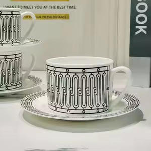 Service de table Black Line, ensemble de bols et d'assiettes en porcelaine, service de table minimaliste, ensemble de tasses, céramique occidentale, porcelaine osseuse - Product Image 3