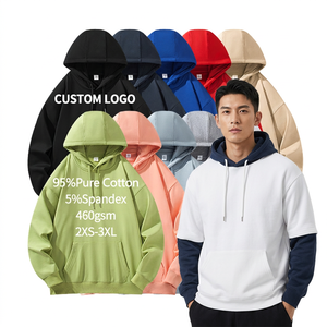 Sweat à capuche en molleton uni pour homme, coupe ample et oversize, style streetwear personnalisé, épais, sportif, tricoté pour l'hiver - Product Image 5