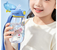 Botol Minum Anak Motif Kartun Kapasitas Besar Anti Bocor Bahan Food-grade dengan Tali Pengikat untuk Berkemah dan Sekolah