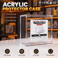 Boîte acrylique magnétique ETB, boîte de présentation acrylique moderne portable, fermeture magnétique pour cartes Pokémon, compatible avec la boîte Elite Trainer