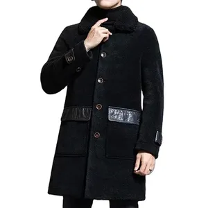 Manteau en laine hommes, long manteau d'hiver en fourrure, nouvelle collection