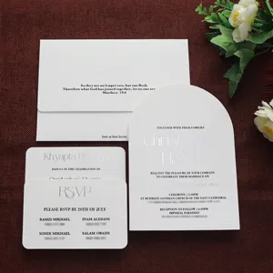 ऑस्ट्रेलियाई ब्लाइंड एम्बॉस विवाह निमंत्रण ईसाई विवाह निमंत्रण आरएसवीपी और प्री वेडिंग कार्ड के साथ