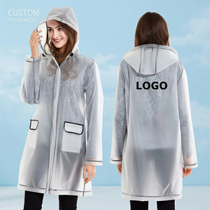 Veste de pluie semi-transparente pour adulte en TPU dégradable, imperméable, à capuche, style <span class=keywords><strong>court</strong></span>, avec fermeture éclair étanche - Product Image 1