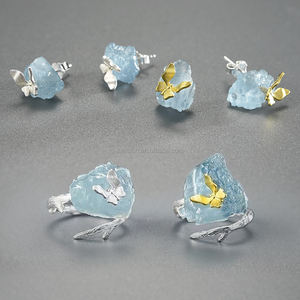 مصنع صيني لوتس مرح مصنوع يدويًا من الفضة الإسترلينية مطلي بالذهب عيار 18 قيراط خاتم فراشة من حجر الزبرجد عالي الجودة مجوهرات نسائية - Product Image 6