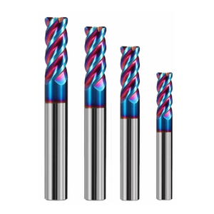 Bibo Hrc65 4 Flutes Steel Corner Nose Milling Cutter Blue Nano Coated Solide Flat Endmill Straight Shank Tool Blue Coated / - Product Image 6
