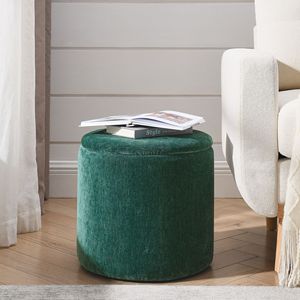 Juego de 2 piezas DB, otomana de almacenamiento de chenilla redonda con taburete pequeño en forma de tambor, escritorio HECHO DE MDF para dormitorio - Product Image 5